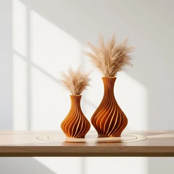 Vaso Decorativo 3D Moderno – Kit 2 Vasos Minimalistas para Sala Estante e Decoração