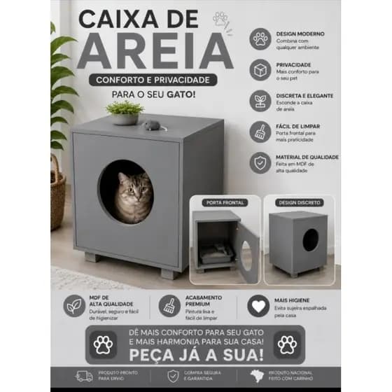 Banheiro para gato em Madeira mdf
