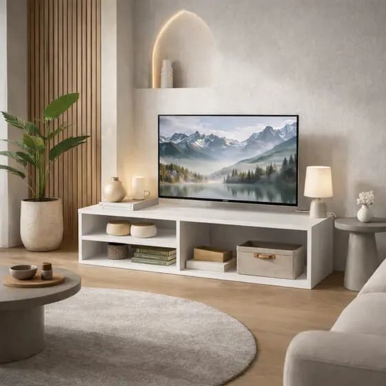 Rack Suspenso Painel Branco Com Nicho para TV até 50"