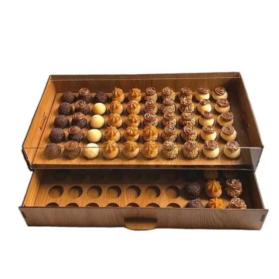 Expositor de doces porta brigadeiros com capacidade para até 120 doces e pegador de acrílico