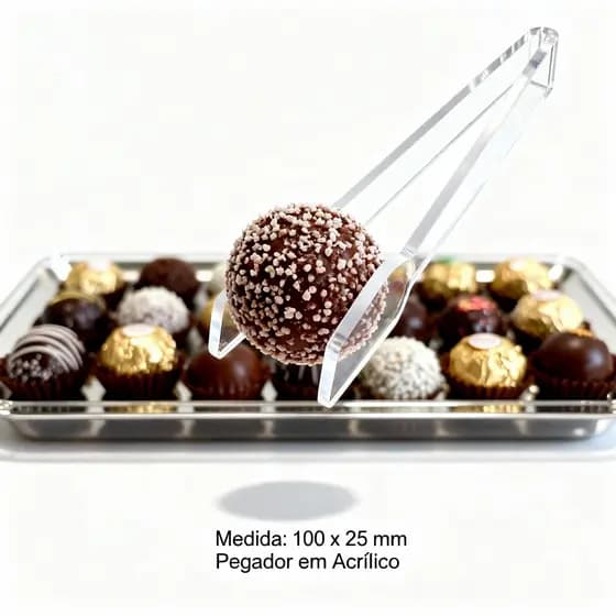 Pegador de Doces em Acrílico 100x25 mm – Kit com 3 | Ideal para Brigadeiro e Festas