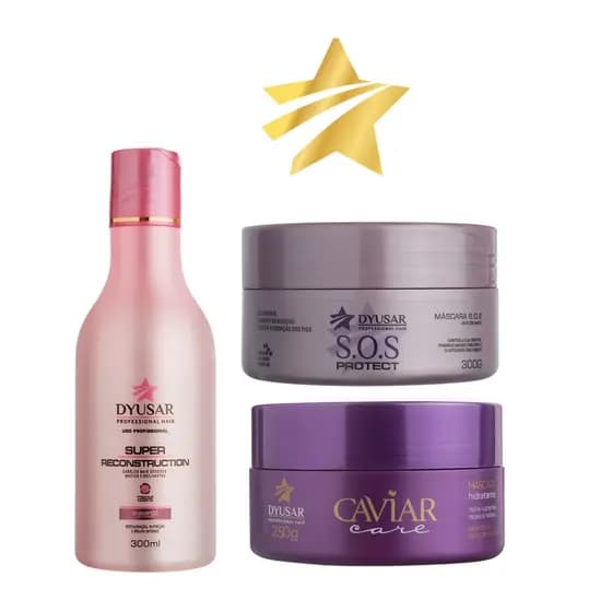 Kit Shampoo Super + mascara Caviar + Mascara S.O.S