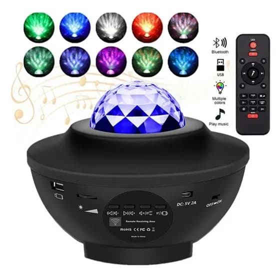 (Ref, JY-089) Luz Abajur Globo Giratório, Projetor Estrelas, Musica Bluetooth Usb Luz Led - Bivolt: 110 - 220V