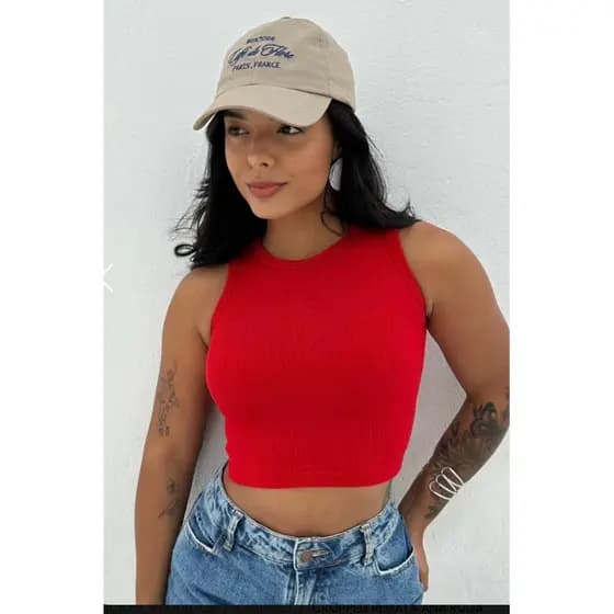 Cropped Feminino Canelada Regata Feminina Camiseta Básica Feminina Crooped Regatinha Cropet canelado básico