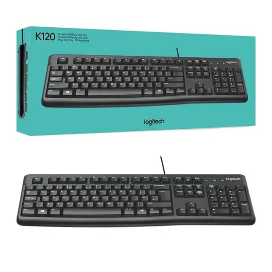 Teclado com fio USB Logitech K120 Portugues BR