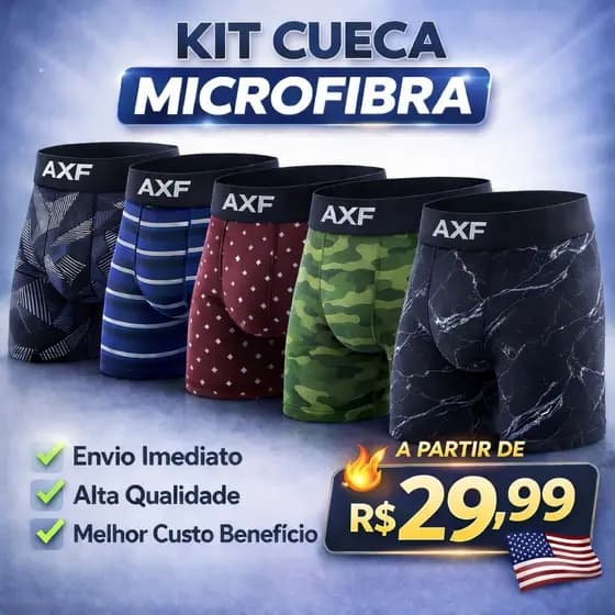 Kit Com 5 Cuecas Boxer Original
