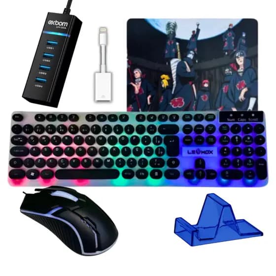 Kit Gamer Mobilador Hub 3.0 IOS Teclado Gamer Led Rgb