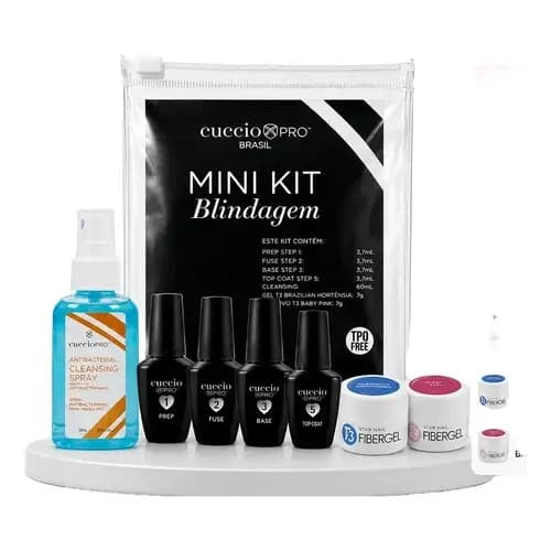 Kit Mini Blindagem Cuccio Prep Fuse Base Top Coat Passo 1 2 3 5 Original Unhas de Gel Preparqadores