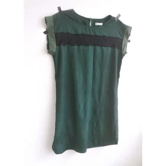 Vestido chamise verde (brechó)
