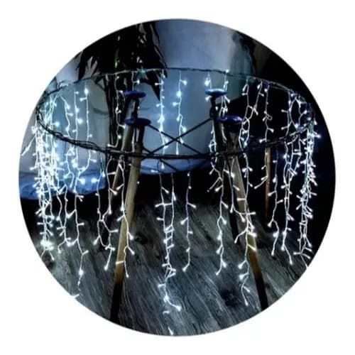 Pisca Pisca Branco Cascata 100 Leds 8 Funções Fio Branco 3 Metros 127V - V8