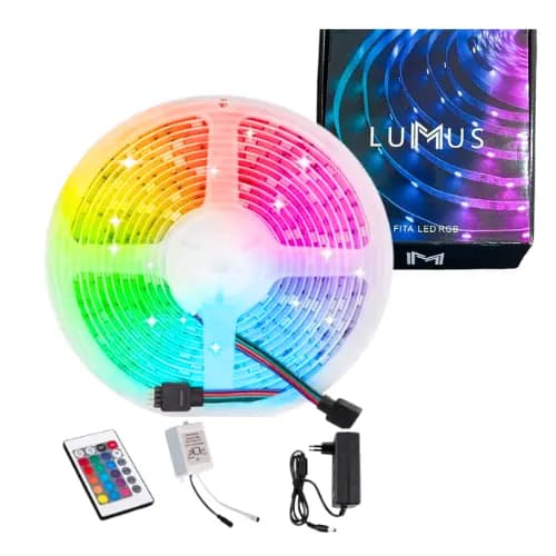 Fita Led Rgb 5 Metros 60 Leds 12W Com Controle Remoto - Lumus