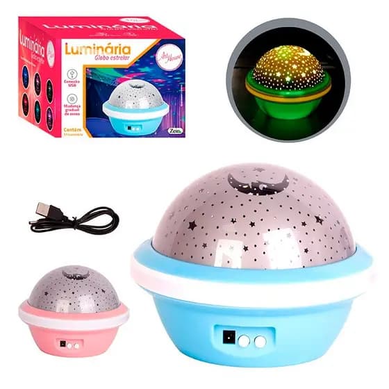 Luminária Globo Estrelar Diversas Cores 13cm Usb - Art House