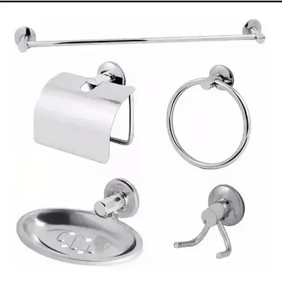 Kit acessórios para banheiros 5 peças inox