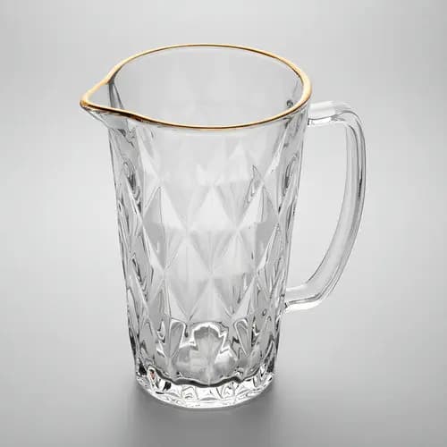 Jarra Diamond Borda Dourada De Vidro 1l Fio De Ouro