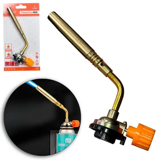 Maçarico culinario Portátil Regulável para Cartucho 150mm - Culinária e Artesanato com Controle de Chama Preciso
