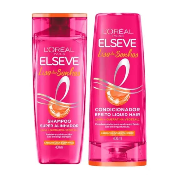 Kit Elseve Liso dos Sonhos – Shampoo 400ml + Condicionador 400ml | Alinhamento e Antifrizz