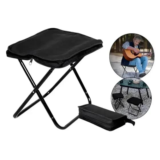 Cadeira Dobrável Portátil Multifuncional Resistente Preto Camping Praia Pesca