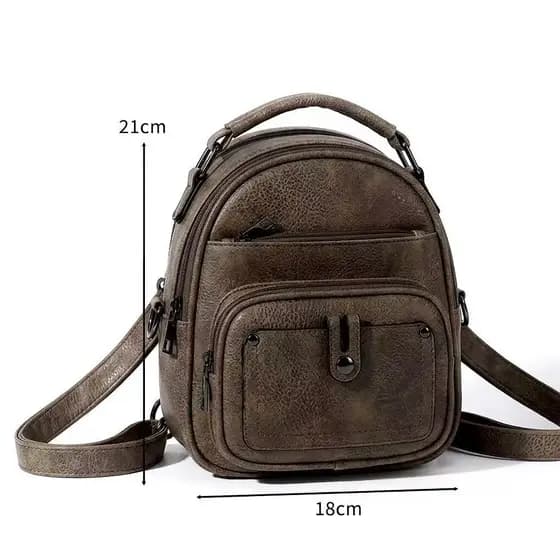 Mini Mochila Feminina 21cm Bolsa Transversal Tiracolo Multiuso Couro Sintético PU Casual Passeio Elegante