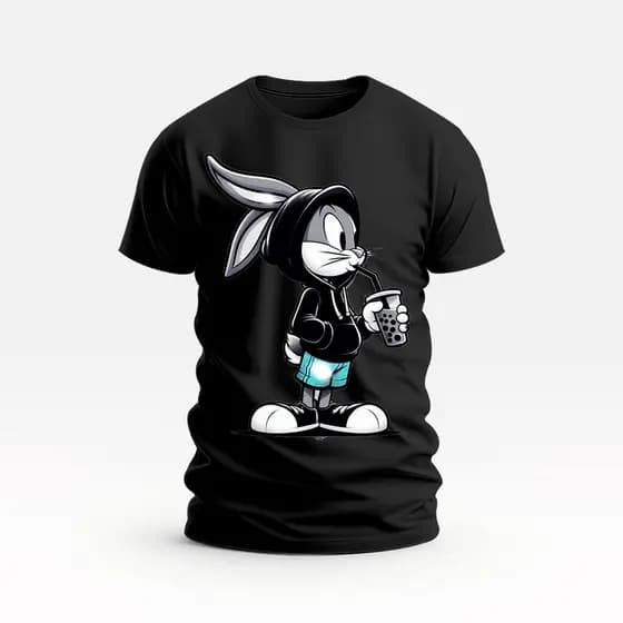Camiseta Personalizada Gola Redonda Estampada Pernalonga Masculina/Feminina 100% Algodão 1004