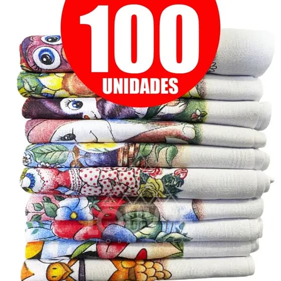 100 Pano De Prato Estampado com bainha 100 Unidades