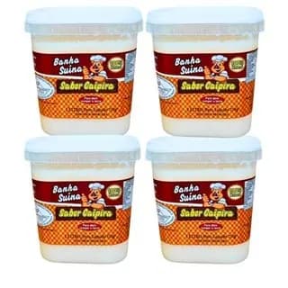 KIT Banha Suína 4 Pote 1 litros cada 100% Natural Gordura De Porco Caipira