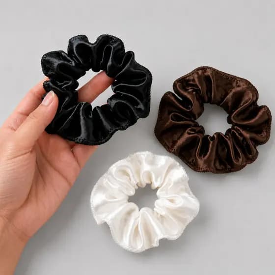 Kit 3 Xuxas de Cetim Scrunchie de Cetim Xuxa de Seda Antifrizz Rabicó Elástico de Cabelo