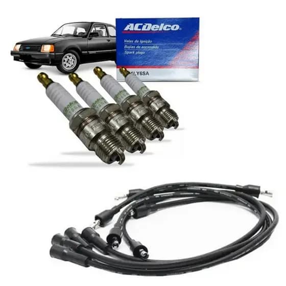 Kit Jogo de Velas e cabos de Velas GM Chevette Marajó Chevy 1.0 1.4 1.6 ILMG62 ACDELCO e ILM