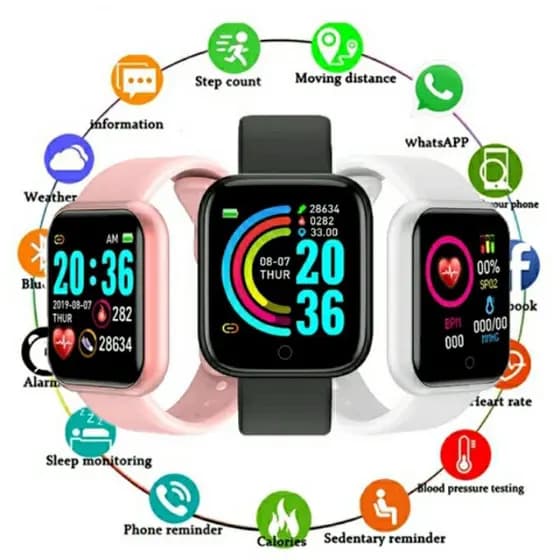 Relogio inteligente Smartwatch D20 Y68 Pronta entrega