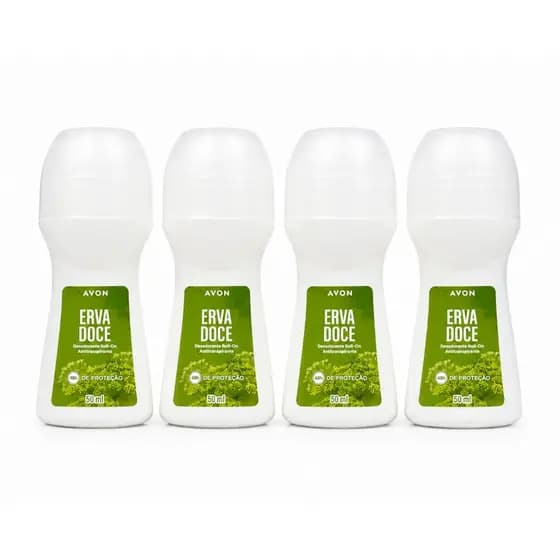 Kit com 4 Desodorantes Roll-on Erva Doce Original - 50ml