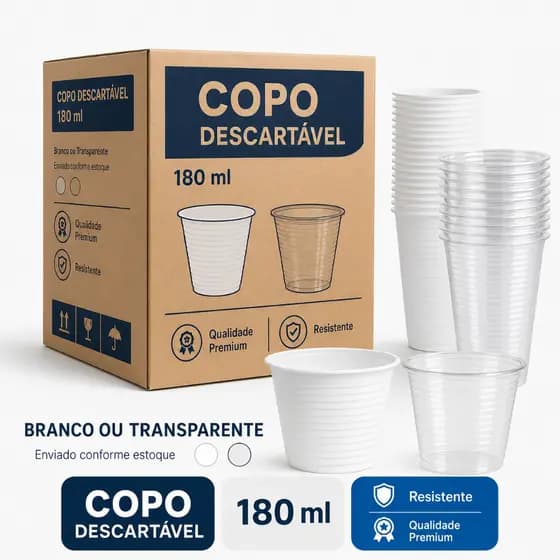 Copo Descartável 180ml c/ 1000 Unid – Pronta Entrega, Envio Rápido!
