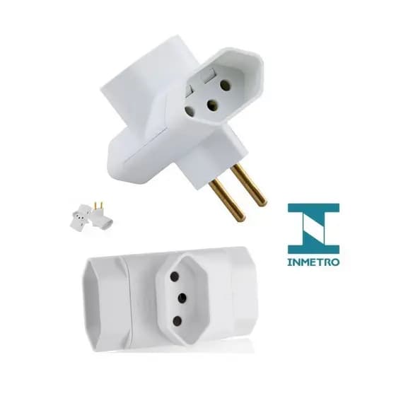 Kit 2 Adaptador de Tomada Benjamin 3 PINOS Formato T de 10A