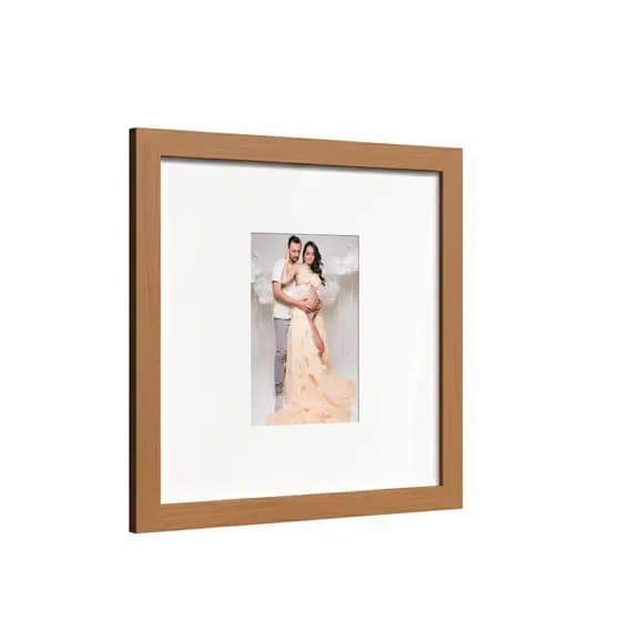 kit 4 quadros decorativo moldura fotográfica 23x23 cm com paspatur moldura amadeirado