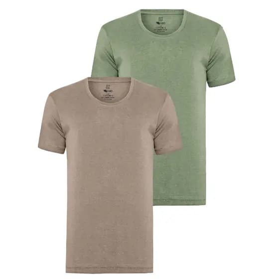 Kit 2 Camisetas Algodão Egípcio Premium Slim Fit Masculina Lisa
