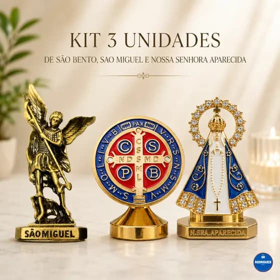 Kit 9 Medalhas Religiosas São Bento São Miguel Nossa Senhora Metal Proteção