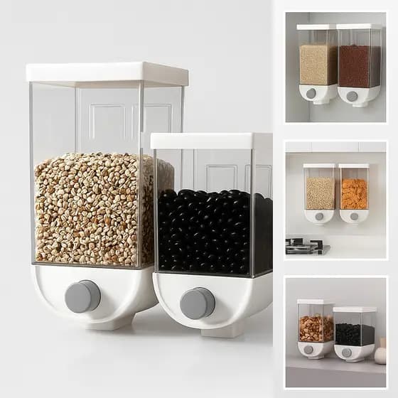 Pote Dosador Dispenser Suspenso Parede Organizador Mantimentos Arroz Feijão Cereal Ração Cozinha