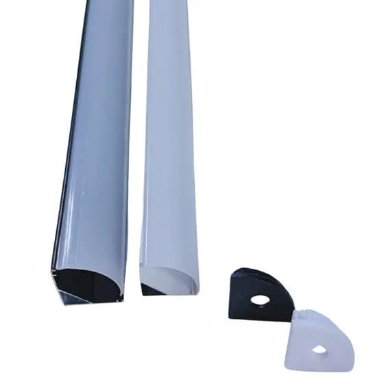 Kit Perfil de canto Sobrepor 45º Alumínio Para Fita De Led 2x1 metro