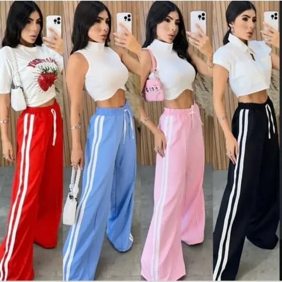 calça pantalona duna listra feminina