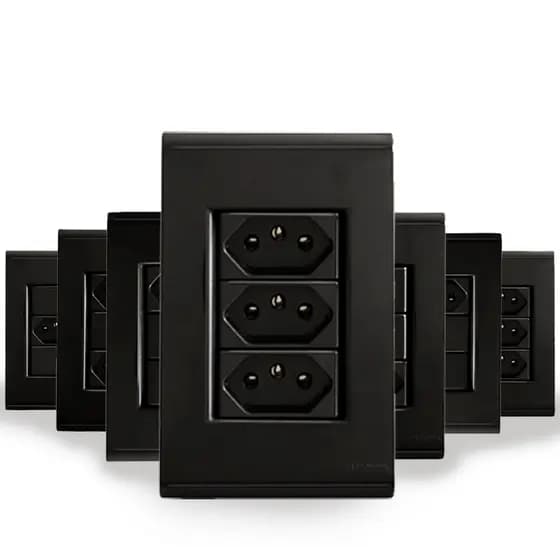 Tomadas Interruptores + Placa Linha Liz Black Luxo Design Moderno Original - TRAMONTINA Profissional