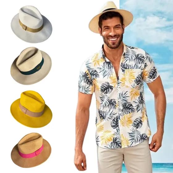 Chapéu Panamá Aba Média Chapéu De Praia Personalizado Com 1 Faixa