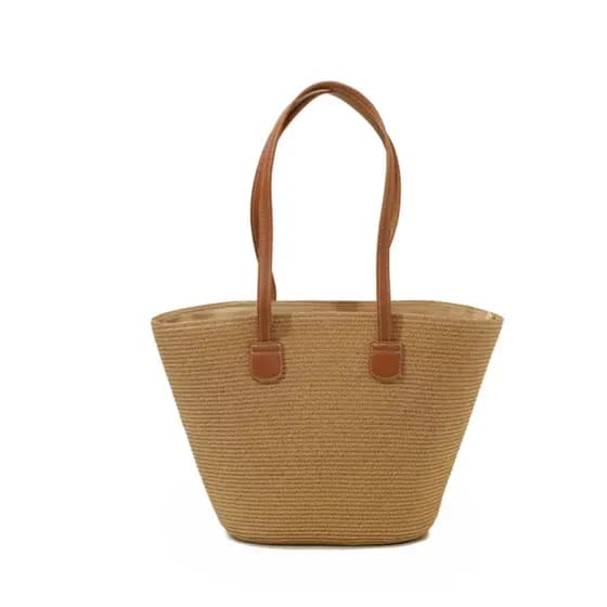 Bolsa Feminina De Palha De Ombro De Verão Sacola De Tecido Grande Capacidade