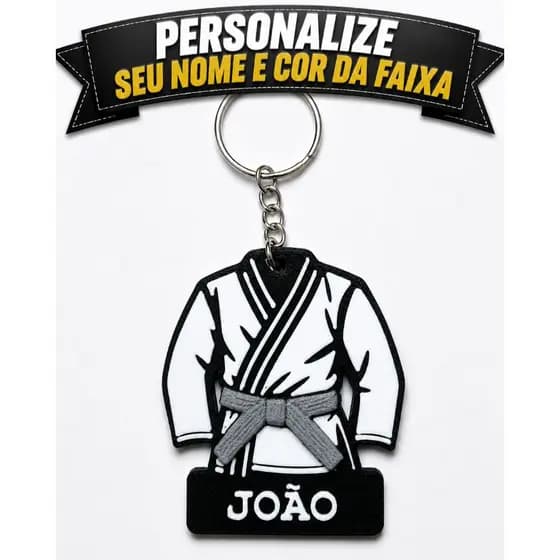 Kit Chaveiro Personalizado Kimono Jiu-Jitsu Nome+Faixa Presente Brinde Barato Entrega Rápido