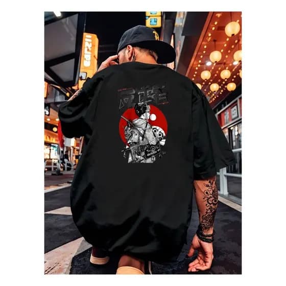 Camiseta Camisetão Oversized de luxo Gueixa Samurai Japan Culture Larga Unissex Promoção Confortável 100% Algodão