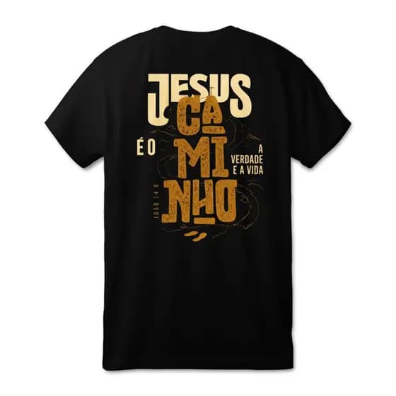 Camiseta Unissex Estampa Jesus é o Caminho Algodão Conforto Casual Estilo Dia a Dia Promoção