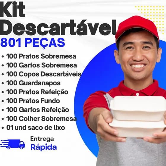 kit Descartável para Refeição e Sobremesa 801 Peças