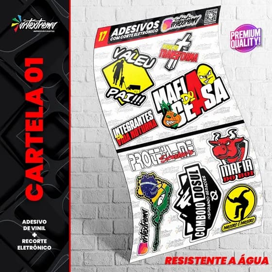 Cartela De Adesivos - REF 17 - Carro - Moto - Caminhão - Bike - Stickers - Diversos