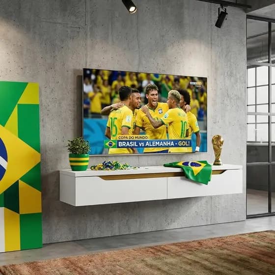 Rack Suspenso 135cm para TV até 50 Polegadas Compacto Moderno para COPA DO MUNDO