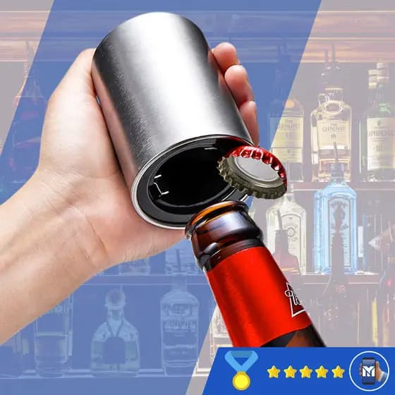 Abridor De Garrafas Magnetico Automatico Para Cerveja Em Aço Inox