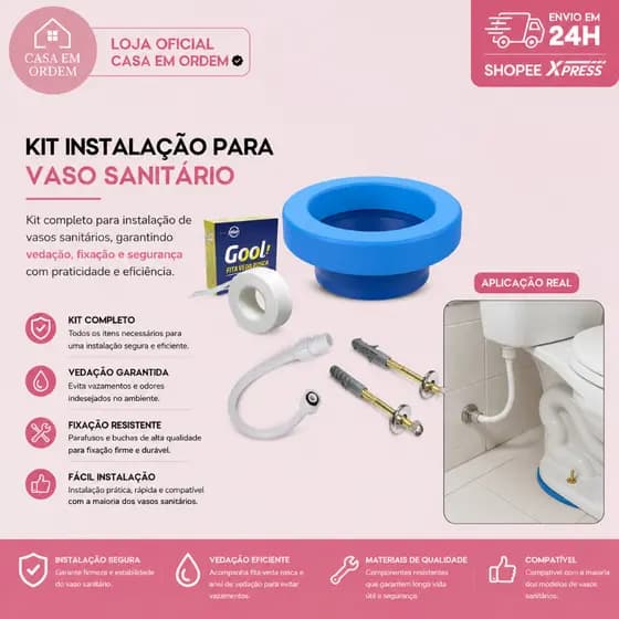 Kit Anel de Vedação + Parafuso de Fixação + Rabicho 40cm + Veda rosca