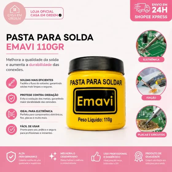 Pasta para Solda EMAVI 110 g – Fluxo Pastoso Profissional para Soldagem e Dessoldagem