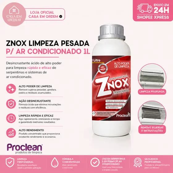 ZNOX LIMPEZA PESADA P/ AR CONDICIONADO ,PISO DESENGURDURANTE 1L - PROCLEAN